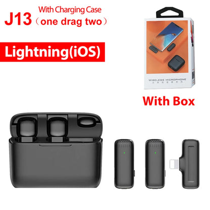 J13 Wireless Lavalier Mini Microphone with Charger Case Portable