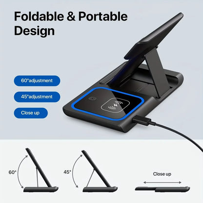 VIKEFON Wireless Charger 3 in 1 for Iphone 15 14 13 12 Pro Max Apple Watch Airpods Induction Stand Fast Charging Dock Station