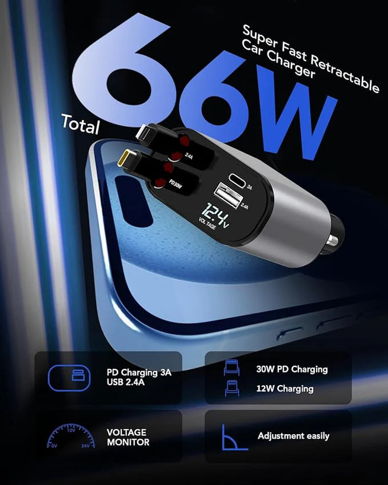 4 in 1 Fast Car Phone Charger 66W